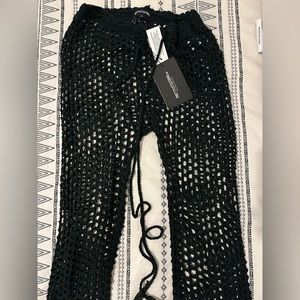 Crochet cover up pants in black
